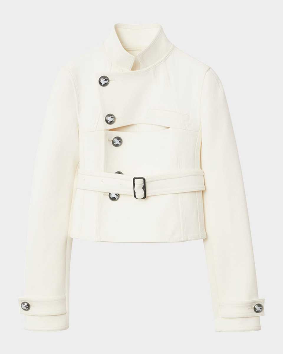 Giu Button-Panel Belted Slim Jacket